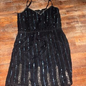 Twelfth Street by Cynthia Vincent Black and Blue Sequin Mini Dress